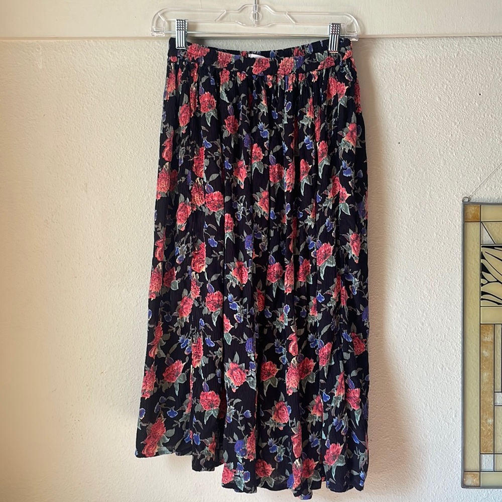 Vintage floral rayon elastic waistband skirt by Ekloz